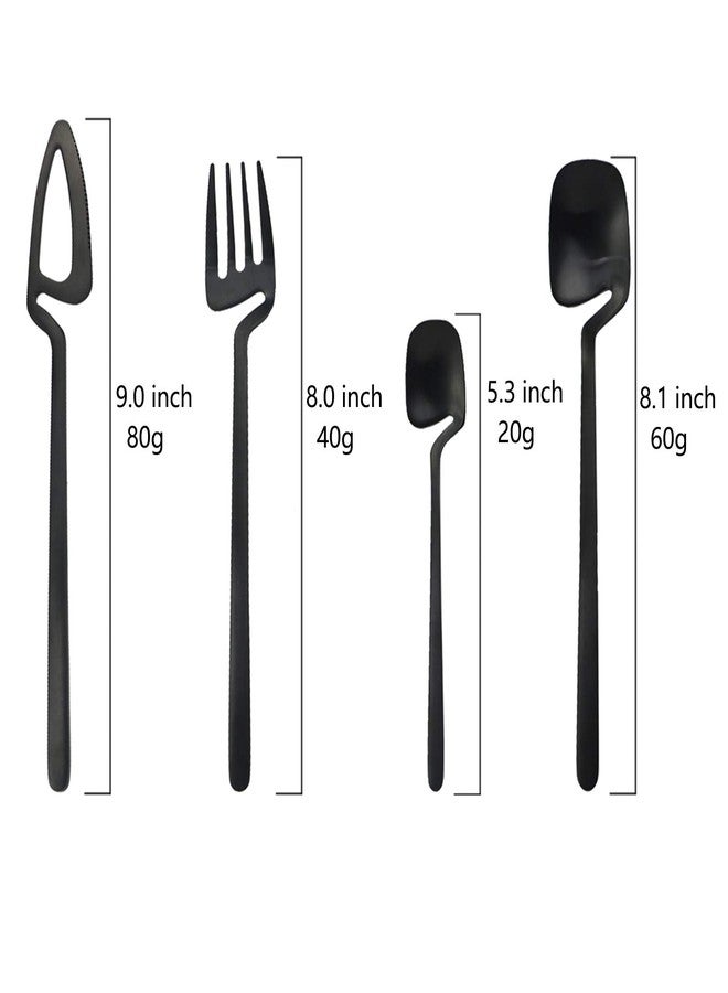 JASHII Silverware Set Satin Finish 24-Piece Stainless Steel Flatware Set Kitchen Utensil Set Service for 6 Tableware Cutlery Set Dishwasher Safe (Matte Black) - Image 3